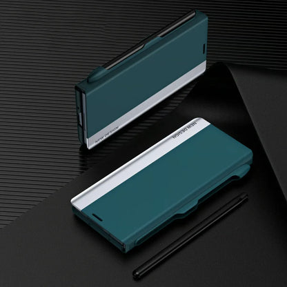 Luxury Electroplated Leather Magnetic Phone Case for Z Fold 4