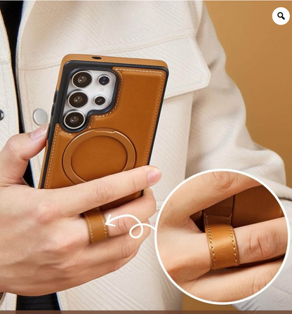 Magnetic Ring Leather Cover