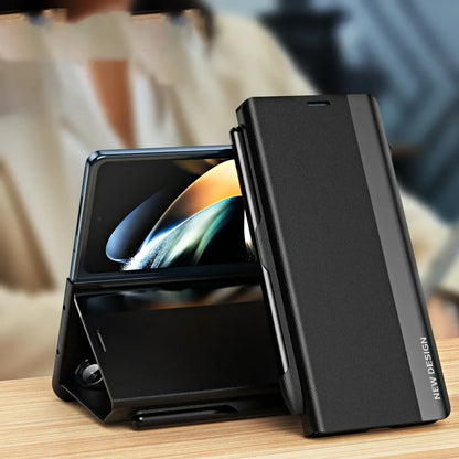 Luxury Electroplated Leather Magnetic Phone Case for Z Fold 4